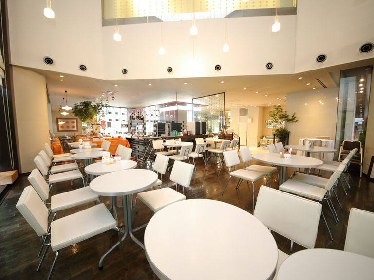 新たな料理を味わえる、開放感広がる美しいフロア