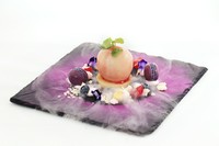 桃のムースやソースなどで組み立てた目にも鮮やかなケーキに、彩り豊かな季節のフルーツを散りばめました。 桃とフランボワーズのフランスのクラッシックなデセール“ピーチメルバ”。						
