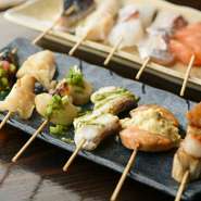 写真一例（うなぎ・イワシ明太子・水だこ・サーモンのタルタル・鯛バジル）