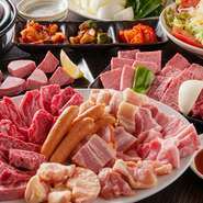 【当日15時まで予約可】上質な希少部位を含むお肉13種を楽しめるコース。＋1500円～飲放題＆ご飯食放題も！