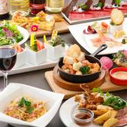 フレッシュ野菜やキッシュなど、ヘルシーかつボリューム感のある全8品の女性グループ限定プラン。オプションの飲み放題もお得。ガールズトークに花が咲く、オーナーおすすめのコースです。