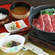 長浜名物「一口焼き鯖そうめん」
メイン料理　※お好きなものをお選びください
・お造り盛り合せ
・天婦羅盛り合せ
・国産牛すき焼き小鍋（+300円）
近江有機米
本日のお味噌汁
香の物
