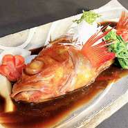食感の違いが楽しめる『山口県産甘鯛松笠焼きと下関産虎河豚白子焼き』