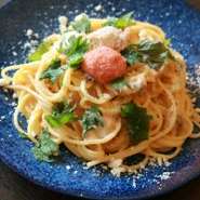 クリームソースの明太子パスタです！