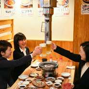 歓送迎会にも活躍。ドリンクの種類も豊富なことも嬉しい限り。乾杯の定番ビールから、4種のこだわりレモンサワーまで、男女問わず楽しめるラインナップとなっております。