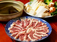 八寸、沖のお造り、鴨鍋、雑炊、水物
