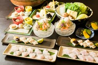 ・前菜
・鱧　落とし
・鱧　揚げ物
・鱧　白焼き
・鱧　しゃぶしゃぶ　野菜盛り合わせ
・雑炊
・デザート