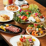 アフタヌーンティーをイメージした華やかな前菜盛合せ付き♪ビジュアルもおなかも大満足の女子会に。