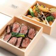 地元奈良を代表する「大和牛」ランプ肉を　約40日間熟成。凝縮した旨味と香りの高級2段重。
（※前日19:00までにご注文ください）