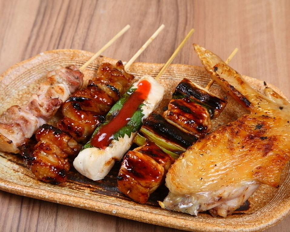 地鶏の串焼き　5本盛り合わせ