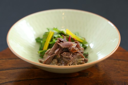 有機野菜と猪肉の胡麻和え