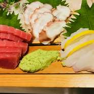 本日のオススメの鮮魚三点盛