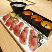 ●タテバラ炙り寿司六貫
●小鉢三種
●牛テールスープ