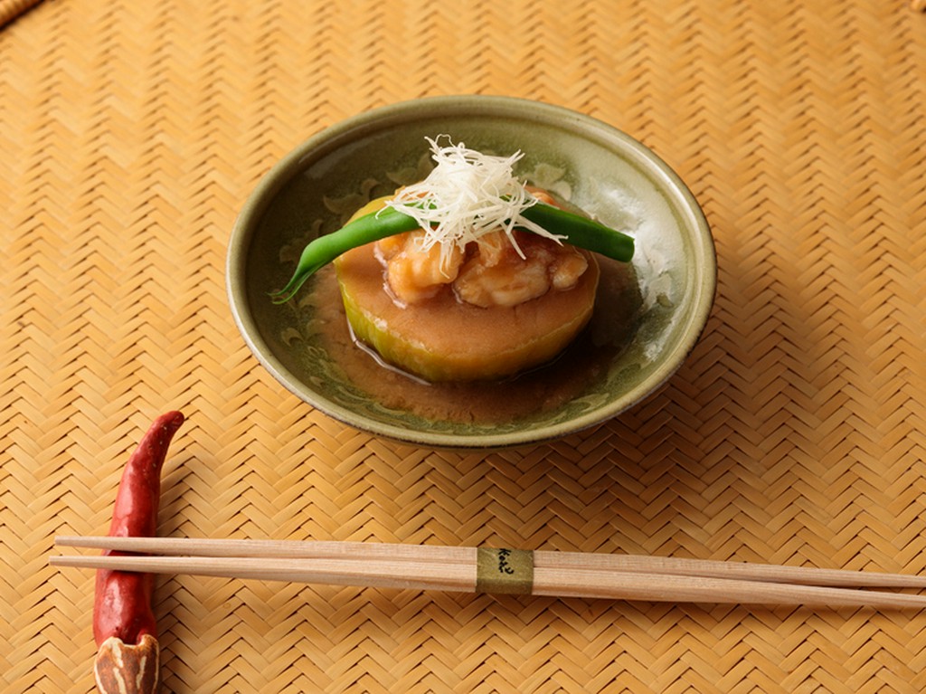 相性の良さを存分に楽しめる『季節の煮物～賀茂茄子海老味噌煮』
