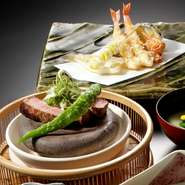 季節感溢れる和食を感じつつ、天ぷらやお肉も堪能できるコース