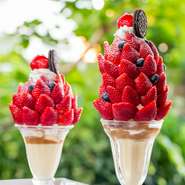 地元産の瑞々しい苺をたっぷり使用した苺のパフェ♡美味しい苺の時期のみの限定sweetｓです。