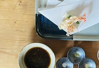 【前菜・旬の天ぷら九種・貝柱かき揚げとごはん丼とお吸物又は天ぷら出汁茶漬け・香物・水物】

○いつもの定番です

