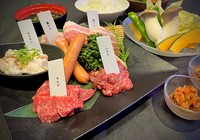 （あかいとカルビ、あかいとロース、ホルモン、鶏もも、豚バラ、野菜盛り、ウインナー、ご飯セット、サラダバー）【3名】　6270円