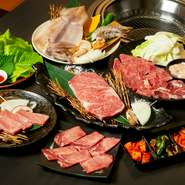 「山形牛」はきめが細かく適度なサシ具合、濃厚でまろやかな味わいが特徴。【焼肉　八七】ではロースやカルビはもちろん、タンやホルモン、希少部位などバラエティに富んだ「山形牛」を楽しむことができます。