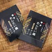 【はかた寿賀や】とコラボした商品も販売。日本酒仕立てで、酒との相性も抜群です。鍋を楽しんだ後は、リゾットで洋風にするのもおすすめなのだとか。【酒菜や　しゅう】で食べるのはもちろん、購入も可能です。