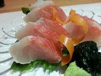 駿河湾、下田沖・御前崎産を良く仕入れます。水深の深い駿河湾の名物と言っても良い金目鯛。焙りは特にお薦めです。