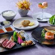 前菜から始まり、国産牛、デザートなど舞浜の美味しさが詰まったコース。