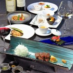 本日の前菜
たまゆらフォアグラフラン
本日の魚料理
炙り和牛の海苔巻き
時季の野菜
黒毛和牛サーロインステーキ70g
お食事(ガーリックライスor白米)
デザート・コーヒー