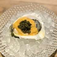 生牡蠣とキャビアのシャンパンジュレがけ