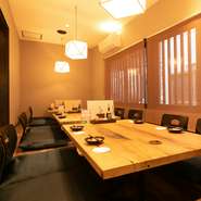 最大30名までの借切宴会も可能。それぞれのシーンで楽しめる店