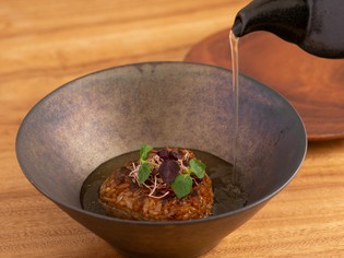 改良を重ねて完成させた『焼めんたい　リゾットを昆布出汁で…』