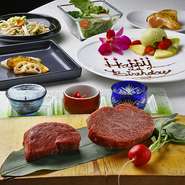 当店自慢の国産黒毛和牛を、フィレとサーロイン、ともにお楽しみいただける贅沢なコースです。