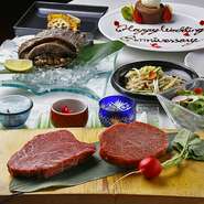 食後のデザート時にお祝いのメッセージ付きデザートプレートをご用意致します。