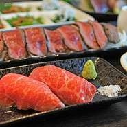 肉本来のうまみが強い赤身とサシが程よく入った土佐和牛は忘れられない美味しさ！