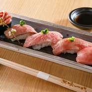 飛騨牛にぎり　五種盛り