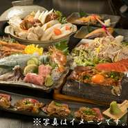 お肉にお魚、当店自慢の石焼が楽しめる！
９品とたっぷり贅沢なコース！
家族、友人等との会食にぜひ！