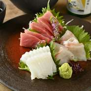 豊洲直送の鮮魚など一品料理が豊富というのは【銀座三越店】ならでは、箱根本店にはない魅力です。国産まぐろがメインとなる刺身盛り合わせと銘酒をしばし愉しみ、蕎麦で〆る至福の時間を過ごせます。