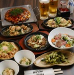 色々食べたい方も満足のラインナップ！お好み焼もついたじぞうオリジナルコース！