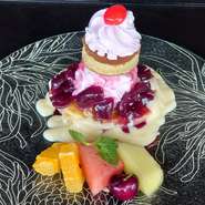 鉄板焼カウンターで作るデザートをアニバーサリーバージョンに変更してご提供いたします。