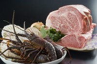 前菜
フォアグラソテー
おすすめサラダ
伊勢海老
A5等級黒毛和牛ステーキ　
サーロイン100g 又は フィレ80ｇ
野菜焼き
ガーリックライス 又は 梅じゃこ御飯
香物　味噌椀　
鉄板焼デザート
コーヒー又は紅茶