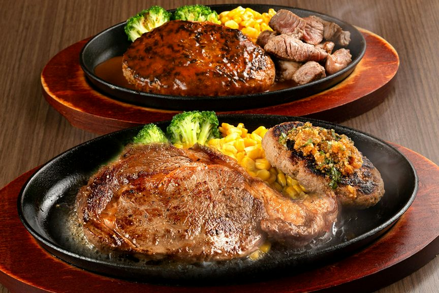 要チェックの『COMBO』メニューでステーキもハンバーグも欲張りに味わって