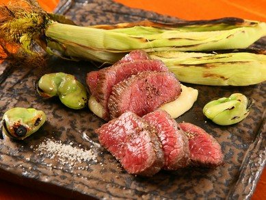 コースの一品『ひとまい牛のロースト』