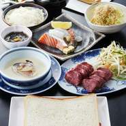 ■ 前菜
■ 喜久家風きざみサラダ
■ 季節のスープ
■ 季節の海鮮3品
■ 特選伊万里牛(100g)
■ 焼き野菜
■ ごはん・赤出し・香の物
■ デザート
■ コーヒー