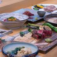 名物和牛炙りユッケ風…メインは五島牛の赤身肉！ワンランク上のじっくり堪能コース