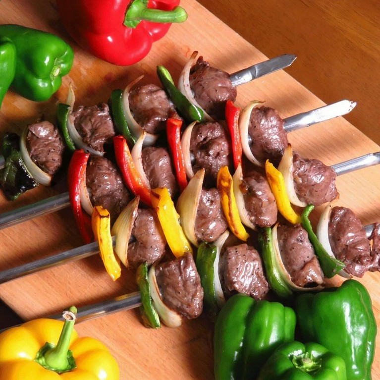 一串そのままを豪快にいただく『ペッパーステーキ』