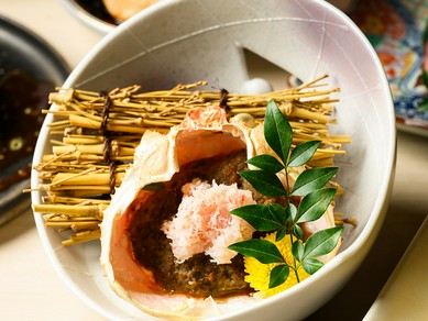 お席で作る 濃厚熱々蟹味噌甲羅焼き 