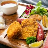 ビフカツ、おおいた和牛コロッケ、おおいた和牛のウインナー