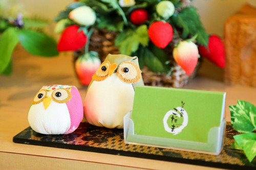 優しく出迎えてくれる、愛らしいフクロウ