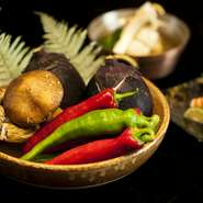 地元京都の市場から仕入れる食材のほか、全国各地の旬食材を使用