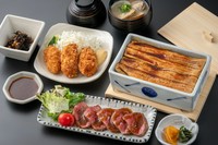 二大名物に広島県の竹原市の「垰下牛のローストビーフ」が付いた、豪華なセットメニューです。