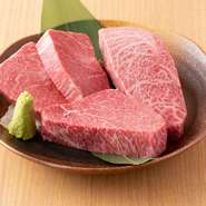 A5ランク以上の雌牛にこだわり、仕入れる「佐賀牛」。「本当においしい牛肉を食べてほしい」とサーブされる牛肉は、コク深く甘みの強い肉質ながらさらりとした脂が特徴。胃もたれすることなく食せます。